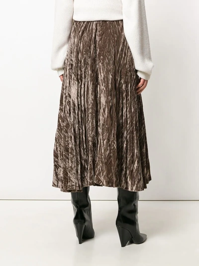 Pre-owned Saint Laurent Crushed Velvet Maxi Skirt In Brown