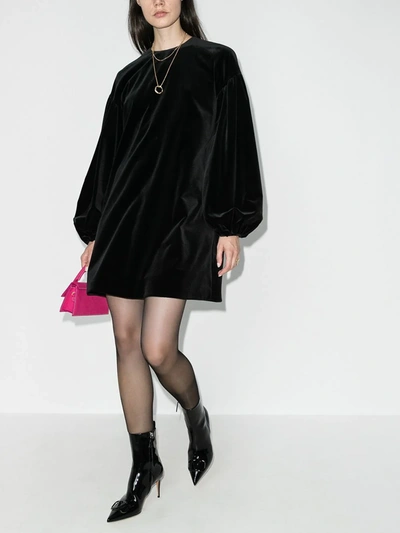 Valentino Velvet Mini Dress In Black