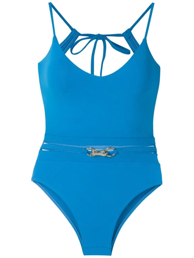 Shop Amir Slama Metallic Embellishment Swimsuit In Blue