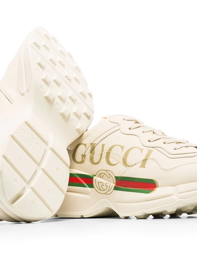 Men's Ivory Leather Rhyton Vintage Gucci Logo Sneaker