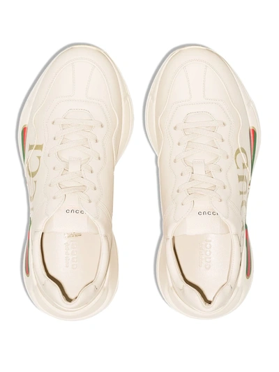 Shop Gucci Rhyton Leather Sneakers In White