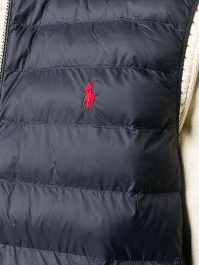 Shop Polo Ralph Lauren Logo-embroidered Puffer Gilet In Blue
