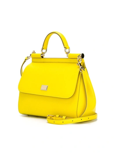 Shop Dolce & Gabbana Medium Sicily Shoulder Bag In Yellow
