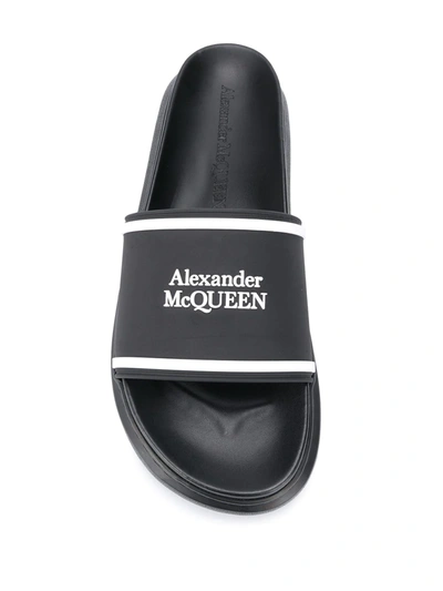 Shop Alexander Mcqueen Logo Pool Slides In Black