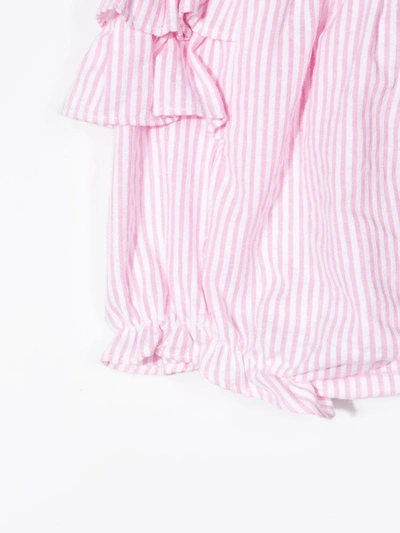 Shop Siola Striped Ruffled Bloomer Shorts In Pink
