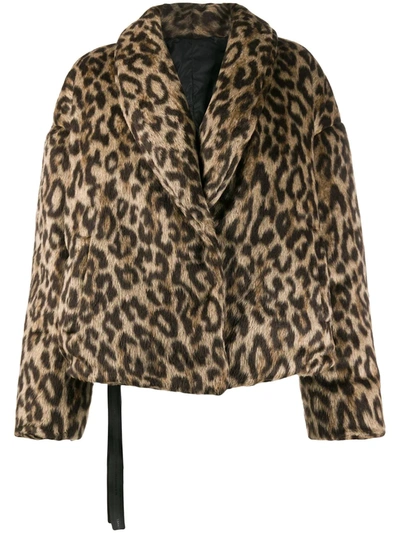 Shop Ben Taverniti Unravel Project Leopard-print Down Jacket In Neutrals