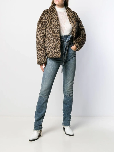 Shop Ben Taverniti Unravel Project Leopard-print Down Jacket In Neutrals