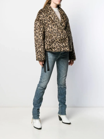 Shop Ben Taverniti Unravel Project Leopard-print Down Jacket In Neutrals