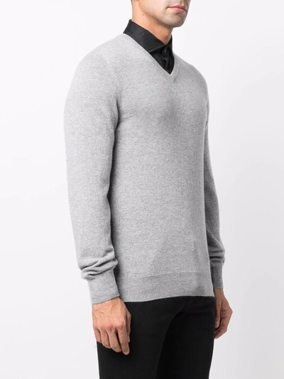 Shop Fedeli V-neck Cashmere Jumper In Grau