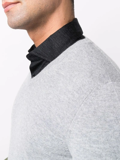 Shop Fedeli V-neck Cashmere Jumper In Grau