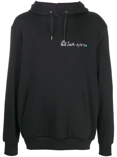 Shop Paul Smith Logo Print Oversized Hoodie In Black