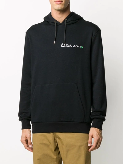 Shop Paul Smith Logo Print Oversized Hoodie In Black