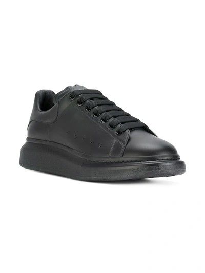 Alexander Mcqueen Black Sneakers With Logo Lettering On The Rear And Oversize Rubber Sole In Leather In Black