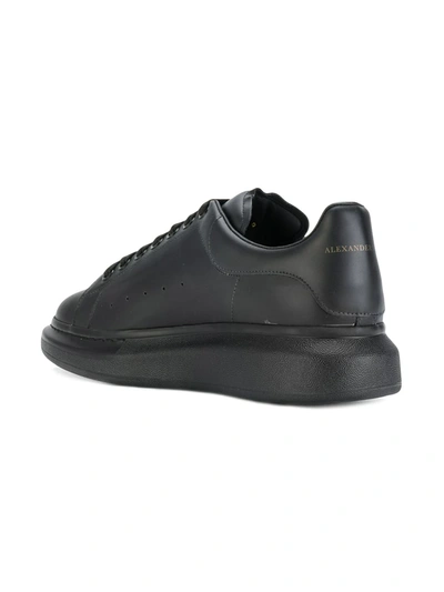 Alexander Mcqueen Black Sneakers With Logo Lettering On The Rear And Oversize Rubber Sole In Leather In Black