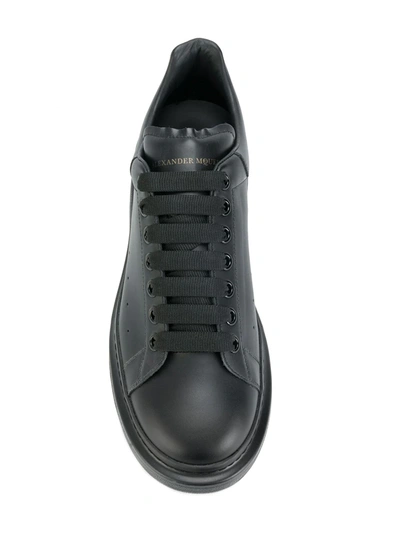 Alexander Mcqueen Black Sneakers With Logo Lettering On The Rear And Oversize Rubber Sole In Leather In Black