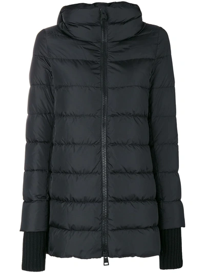 Shop Herno Padded Zip-up Hooded Coat In Black