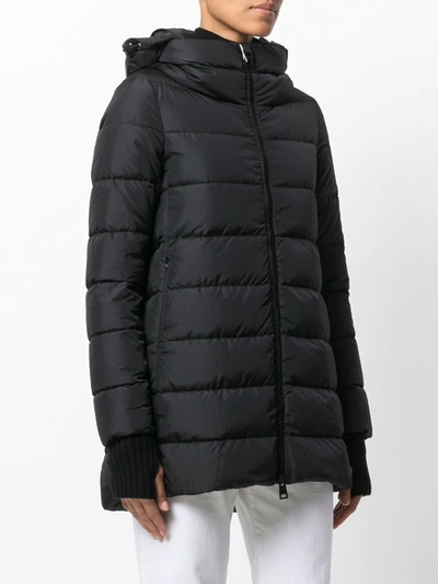 Shop Herno Padded Zip-up Hooded Coat In Black