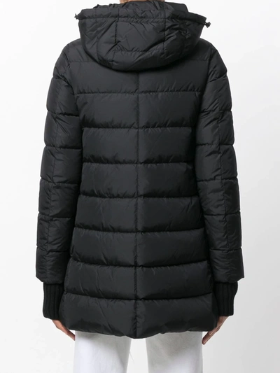 Shop Herno Padded Zip-up Hooded Coat In Black