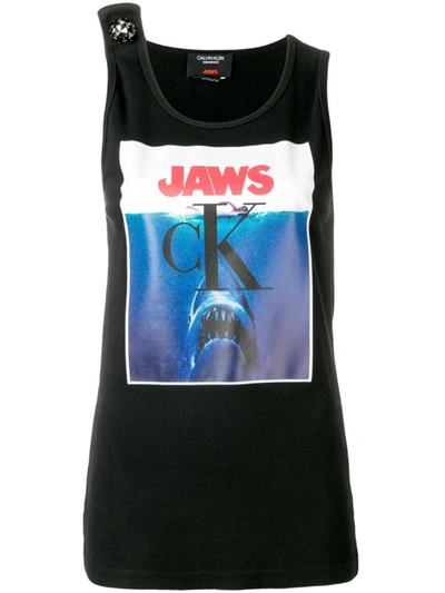 Shop Calvin Klein 205w39nyc Jaws Embellished Logo Tank In Black