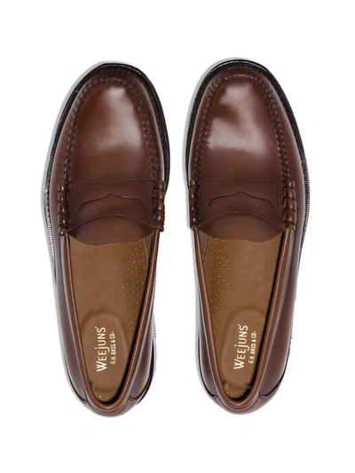 BROWN WEEJUNS LARSON MOC PENNY LOAFERS