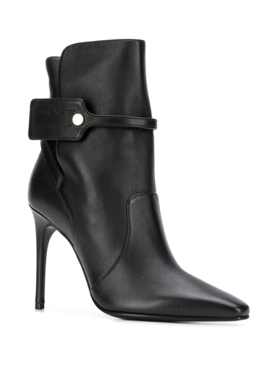 Shop Off-white Square-toe Ankle Booties In Black