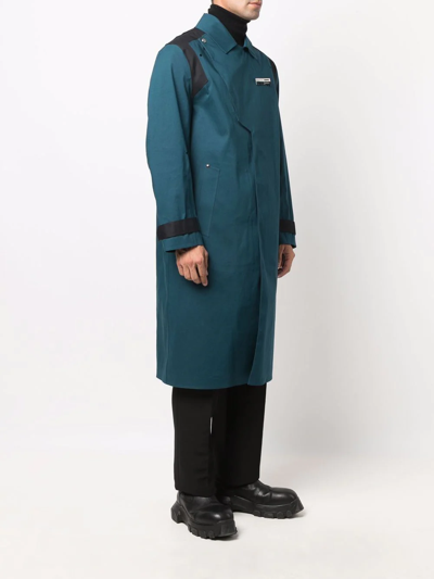 Shop A-cold-wall* Logo-badge Longline Trench Coat In Blau