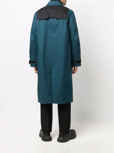 Shop A-cold-wall* Logo-badge Longline Trench Coat In Blau