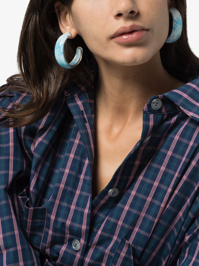 Alison Lou 14k Goldplated & Lucite Tie-dye Tapered Jelly Hoop Earrings In Blue