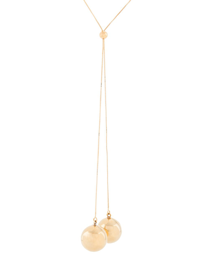 Shop Bottega Veneta Sphere Drop-pendant Long Necklace In Gold