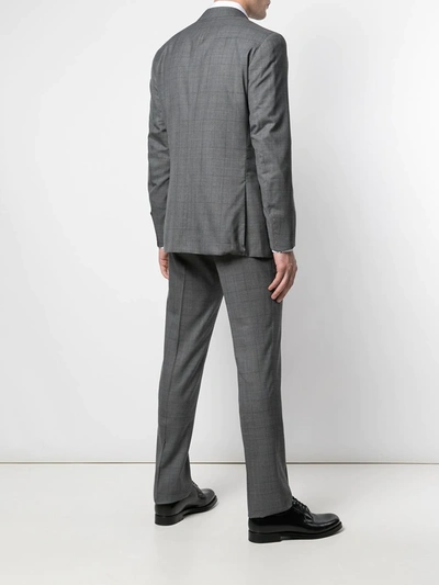 Shop Isaia Single-breasted Check Suit In Grey