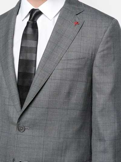 Shop Isaia Single-breasted Check Suit In Grey