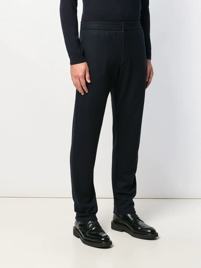 Shop Giorgio Armani Slim-fit Tailored Trousers In Blue
