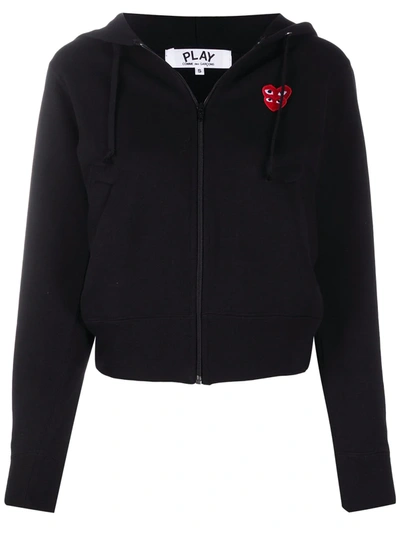 Shop Comme Des Garçons Play Logo-motif Hooded Jacket In Black