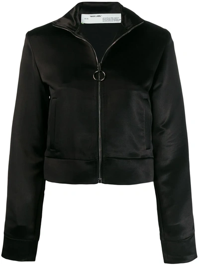 Shop Off-white Contrast Stripe Zip-front Jacket In Black