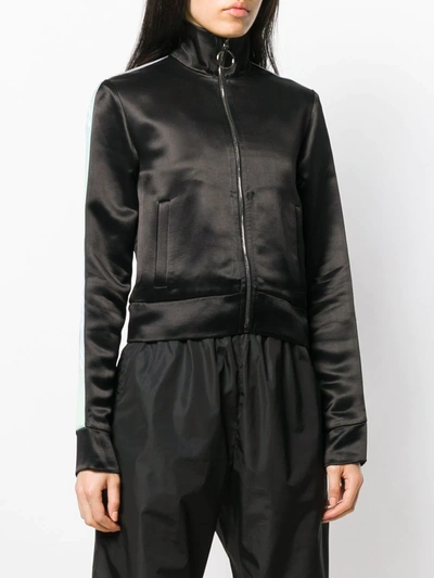 Shop Off-white Contrast Stripe Zip-front Jacket In Black