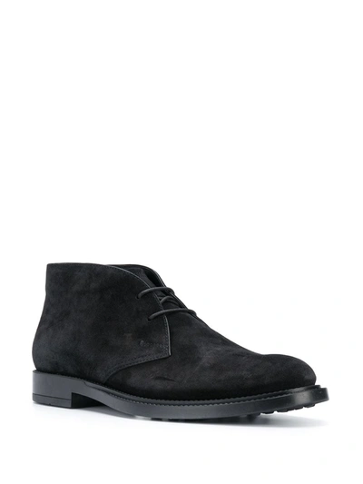Tod's Short Ankle Suede Desert Boots In Black