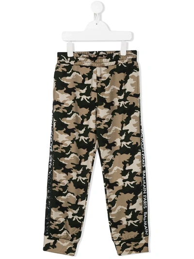 Shop Balmain Camouflage-print Track Pants In Green