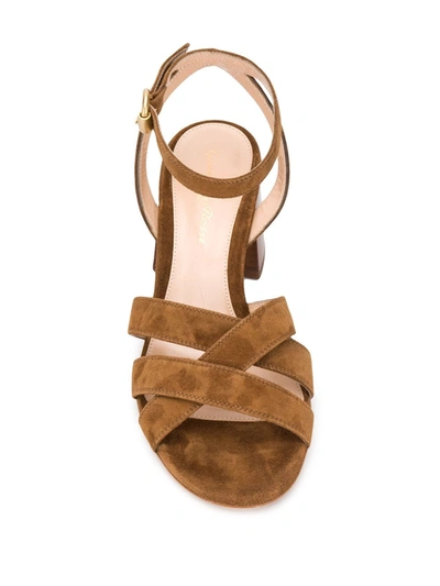 Shop Gianvito Rossi Strappy Block Heel Sandals In Brown