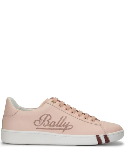 Shop Bally Embroidered Logo Low Top Sneakers In Pink