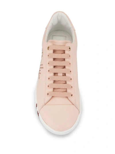 Shop Bally Embroidered Logo Low Top Sneakers In Pink