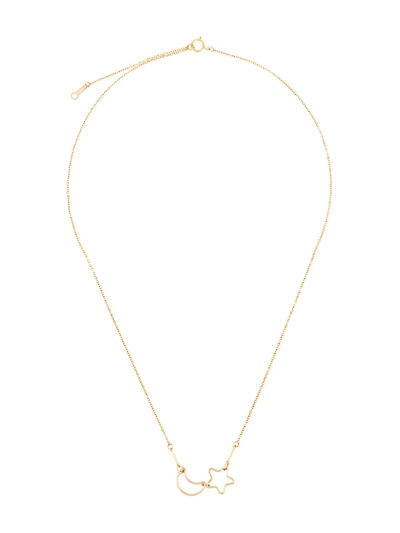 Shop Petite Grand Moon And Star Pendant Necklace In Gold