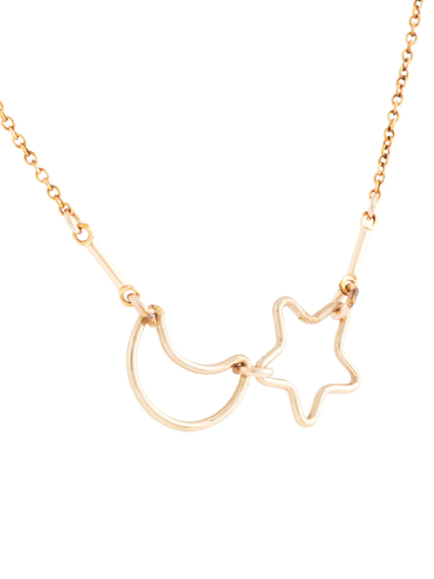 Shop Petite Grand Moon And Star Pendant Necklace In Gold