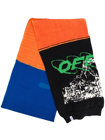 Shop Off-white Logo Knitted Scarf In Orange