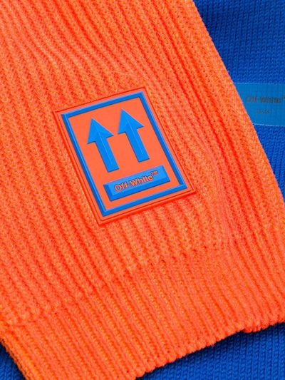 Shop Off-white Logo Knitted Scarf In Orange