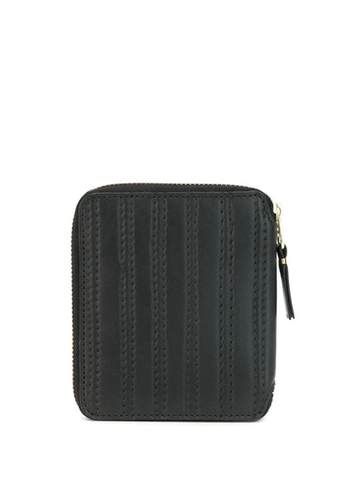 Shop Comme Des Garçons Homme Deux Vertical Stitch Detail Zipped Wallet In Black