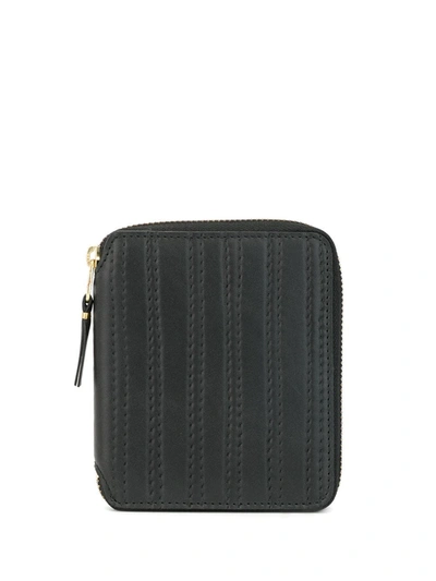 Shop Comme Des Garçons Homme Deux Vertical Stitch Detail Zipped Wallet In Black