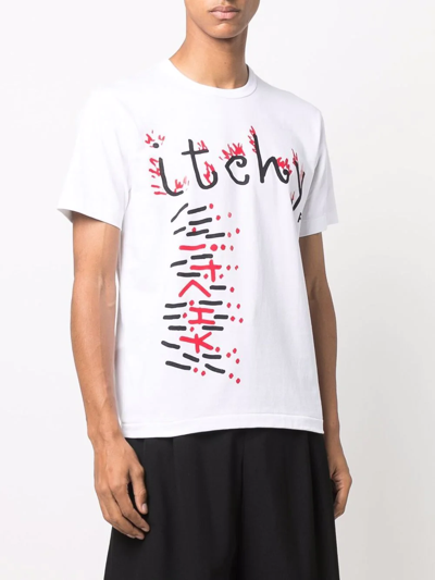 Shop Black Comme Des Garçons Text-print T-shirt In Weiss