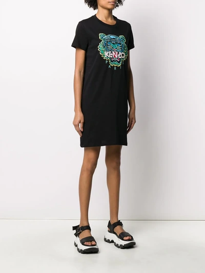Shop Kenzo Tiger Embroidery T-shirt Dress In Black