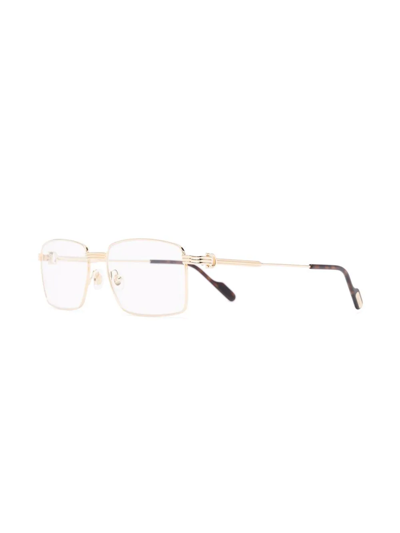 Shop Cartier Rectangular-frame Sunglasses In 金色