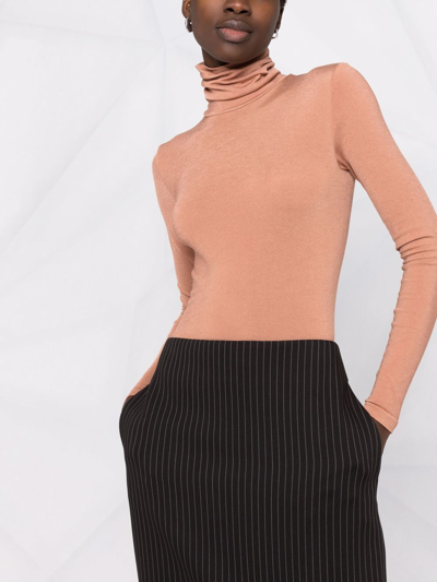 Shop Wolford Colorado Roll Neck Body In Brown